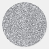 Metallic zilver Glitter Ronde Sticker (Voorkant)