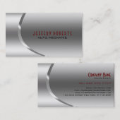 Metallic zilver grijs auto professionele monteur visitekaartje (Voorkant / Achterkant)