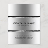 Metallic zilver-grijs en zwarte strepen flyer (Achterkant)