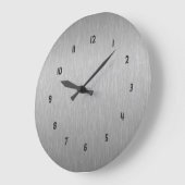 Metallic zilver grijs geborsteld aluminium blikdra grote klok (Hoek)