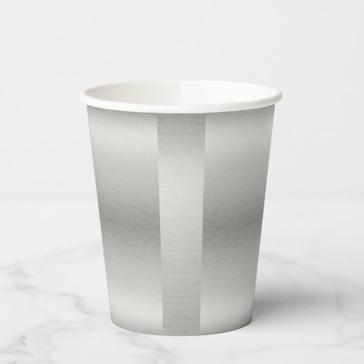 Metallic zilver grijs geborsteld aluminium papieren bekers (Links)