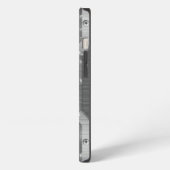 Metallic zilver grijs geborsteld metaal monogram iPhone hoesje (Linkerkant)