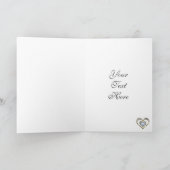 Metallic zilver grijs met diamanten hart kaart (Binnen)