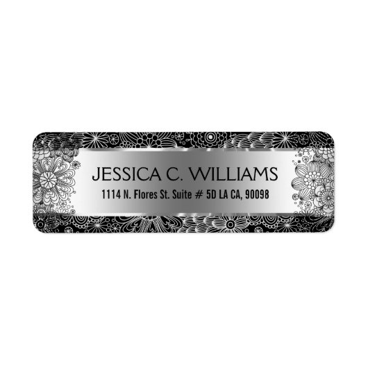 Metallic zilver grijs met zwarte & witte zijde etiket (Voorkant)