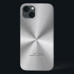 Metallic Zilver-Grijs Roestvrij staal Look iPhone 13 Hoesje<br><div class="desc">Zilveren tinten glanzend metallic ontwerp met roestvrijstalen look (illustratie van metalen textuur). In komt in veel verschillende tinten van grijs tot glanzend zwart. Niet echt metaal, maar afbeelding ervan. Eenvoudig en elegant met 3 initialen aanpasbaar monogram. Als je hulp nodig hebt bij het aanpassen van een van mijn design, neem...</div>