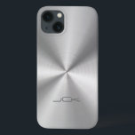 Metallic Zilver-Grijs Roestvrij staal Look iPhone 13 Hoesje<br><div class="desc">Zilveren tinten glanzend metallic ontwerp met roestvrijstalen look (illustratie van metalen textuur). In komt in veel verschillende tinten van grijs tot glanzend zwart. Niet echt metaal, maar afbeelding ervan. Eenvoudig en elegant met 3 initialen aanpasbaar monogram. Als je hulp nodig hebt bij het aanpassen van een van mijn design, neem...</div>