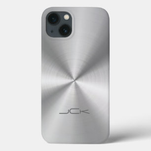 Metallic Zilver-Grijs Roestvrij staal Look iPhone 13 Hoesje