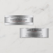 Metallic zilver grijs Roestvrij staal Mini Visitekaartje (Voorkant / Achterkant)