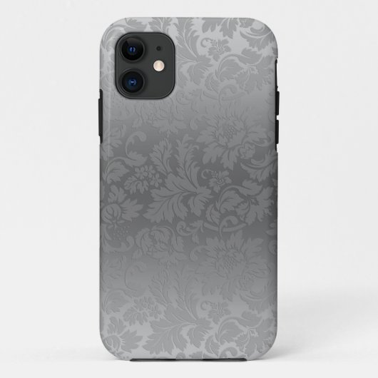 Metallic zilver grijze monochromatische Floral Dam Case-Mate iPhone Case (Achterkant)