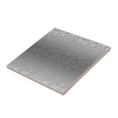 Metallic zilver grijze monochromatische Floral Dam Tegeltje (Zijkant)