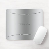 Metallic zilver Kijk achtergrond monogrammen Muismat (Met muis)