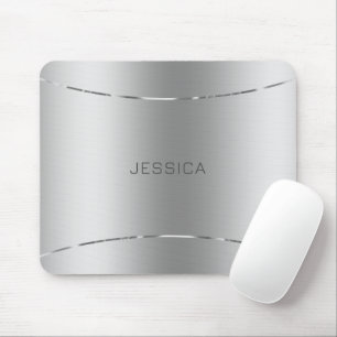 Metallic zilver Kijk achtergrond monogrammen Muismat