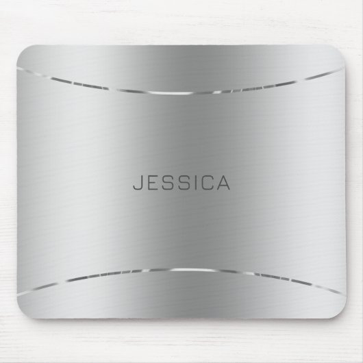 Metallic zilver Kijk achtergrond monogrammen Muismat (Voorkant)