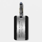 Metallic Zilver Look en Zwart Bagagelabel (Achterkant verticaal)