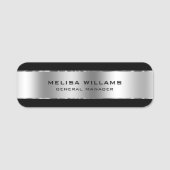 Metallic Zilver Look en Zwart Naamplaatje (Voorkant)