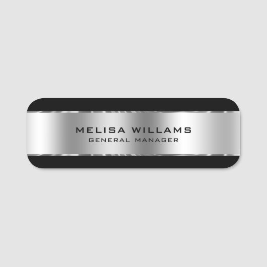 Metallic Zilver Look en Zwart Naamplaatje (Voorkant)