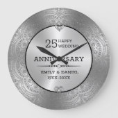 Metallic zilver mandala 25e Jubileum sjabloon Grote Klok (Voorkant)