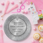 Metallic zilver mandala 25e Jubileum sjabloon Papieren Bordje (Feest)