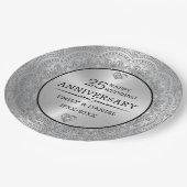 Metallic zilver mandala 25e Jubileum sjabloon Papieren Bordje (Gekanteld)