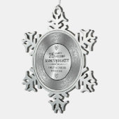 Metallic zilver mandala 25e Jubileum sjabloon Tin Sneeuwvlok Ornament (Rechts)