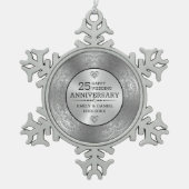 Metallic zilver mandala 25e Jubileum sjabloon Tin Sneeuwvlok Ornament (Voorkant)