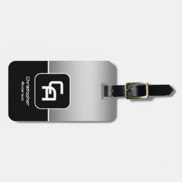 Metallic zilver monogram bagagelabel