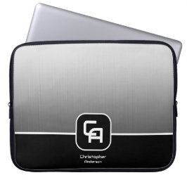 Metallic zilver monogram laptop sleeve