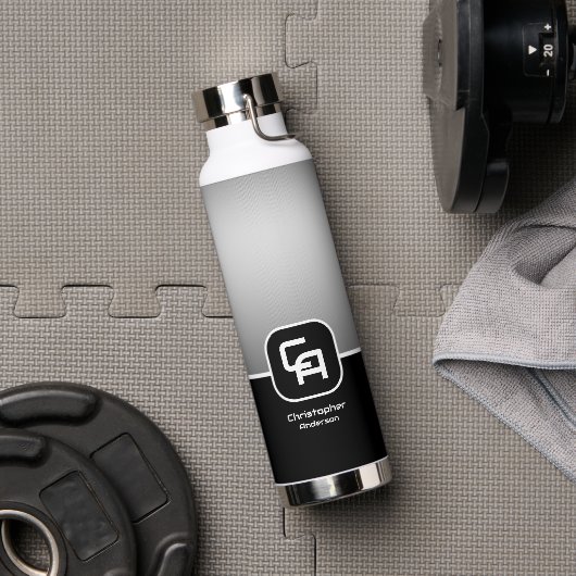 Metallic zilver monogram waterfles (Gym)