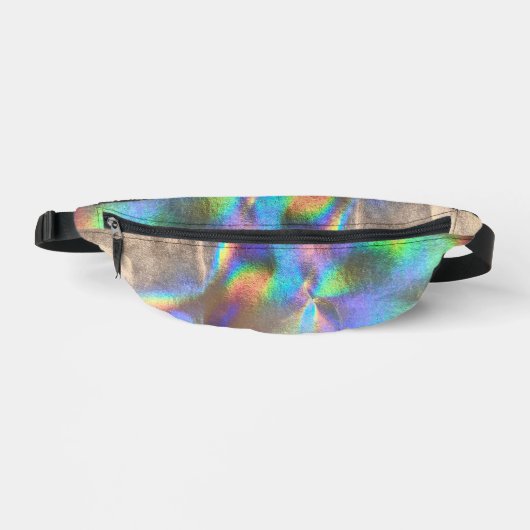 Metallic zilver regenboog holografische glam luxe heuptasje (Voorkant)