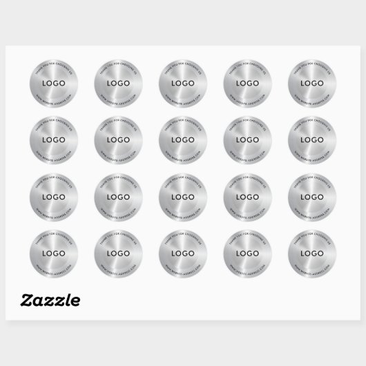 Metallic zilver Roestvrij staal Ronde Sticker (Vel)