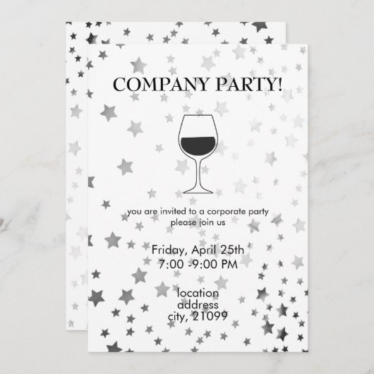 Metallic zilver Stars Kaart (Voorkant / Achterkant)