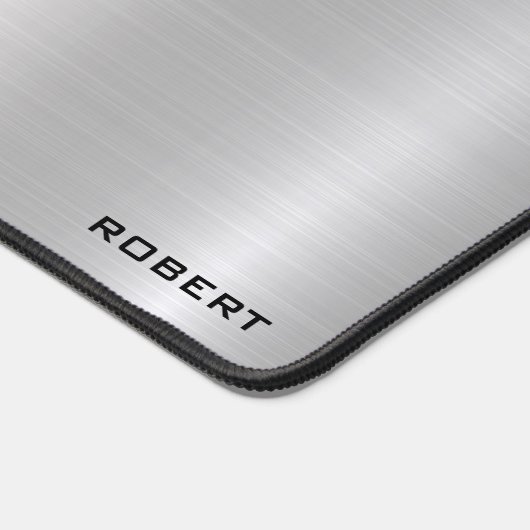 Metallic zilver textuur minimalistisch, monogram bureaumat (Hoek)