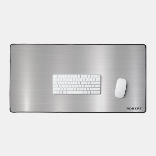 Metallic zilver textuur minimalistisch, monogram bureaumat (Keyboard & Muis)