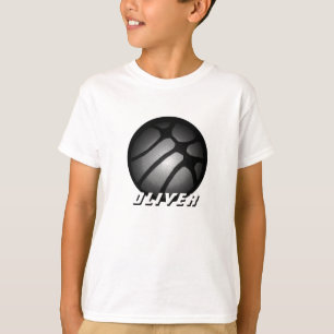 Metallic zilver zwart basketbal bal naam T-shirt