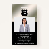 Metallic zilver & zwart onroerend goed Realtor Naa Badge (Voorkant)