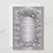 Metallic zilveren bladeren luxe modieuze chic kaart (Voorkant)