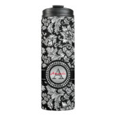 Metallic zilveren bloemdamast thermosbeker (Voorkant)
