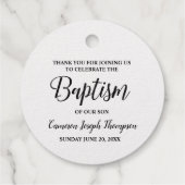 Metallic zilveren doop baby jongen dank u bedankjes labels (Achterkant)