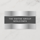 Metallic Zilveren Grijs Banner Visitekaartje (Voorkant)