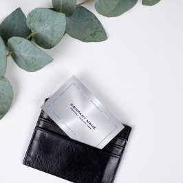 Metallic zilveren grijze achtergrond en blauwe ran visitekaartje