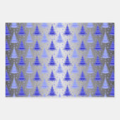 Metallic zilveren kerstbomen patroon glitter inpakpapier vel (Voorkant 3)