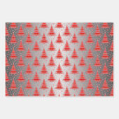 Metallic zilveren kerstbomen patroon glitter inpakpapier vel (Voorkant)