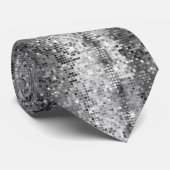 Metallic zilveren pailletten kijken disco glitter  stropdas (Opgerold)