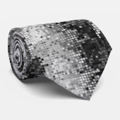 Metallic zilveren pailletten kijken disco spiegels stropdas (Opgerold)