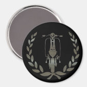 Metallic zilveren scooter en laurier magneet (Voorkant / Achterkant)