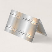 Metallic zilveren strepen mannelijk accent visitekaartje (Achterkant)