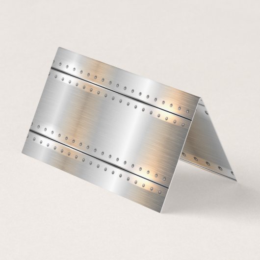 Metallic zilveren strepen mannelijk accent visitekaartje (Achterkant)