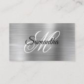 Metallic zilverfolie Fancy monogram Visitekaartje (Voorkant)