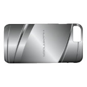 Metallic zilvergrijs geometrisch ontwerp Case-Mate iPhone case (Achterkant (Horizontaal))