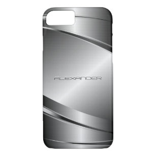 Metallic zilvergrijs geometrisch ontwerp 	iPhone 8/7 hoesje